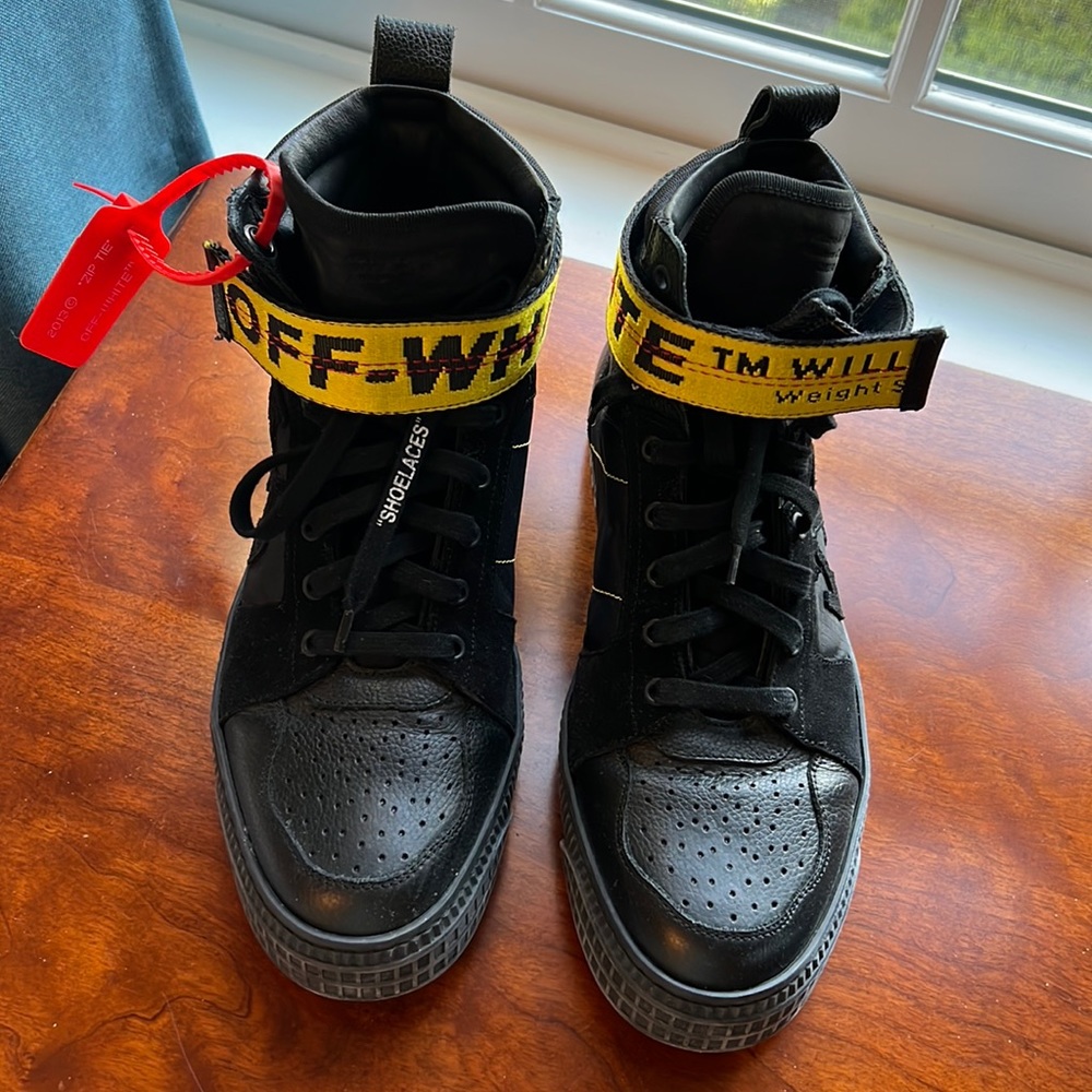 Off white high top with dust bag and original box